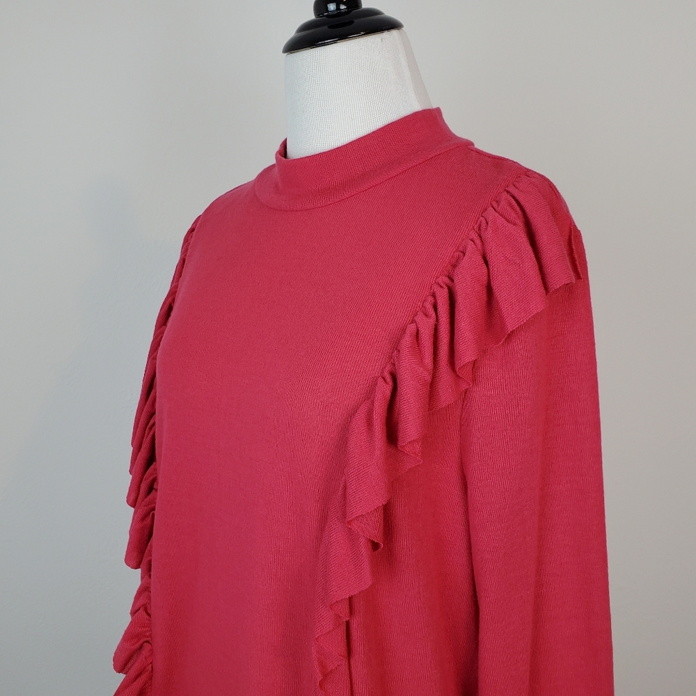 Eloquii Sweater Ruffle Knit Magenta Pink Purple Boho Spring Romantic Dramatic - Picture 3 of 10